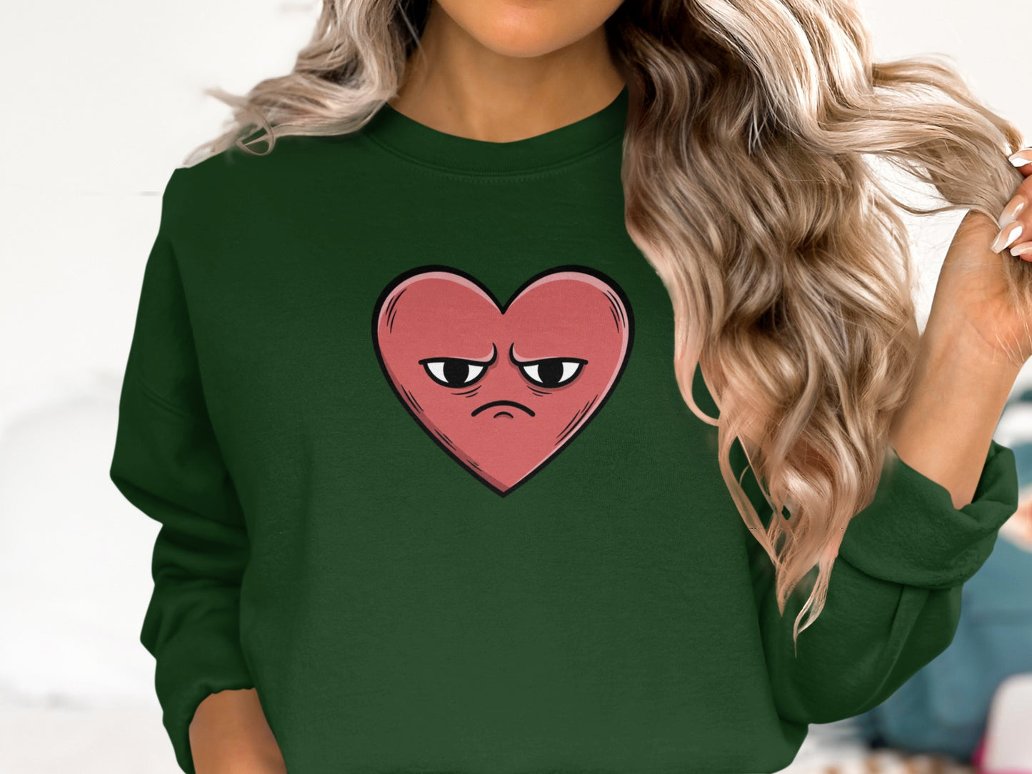 Heart Face Green Sweater Casual Wear Female Fashion Top