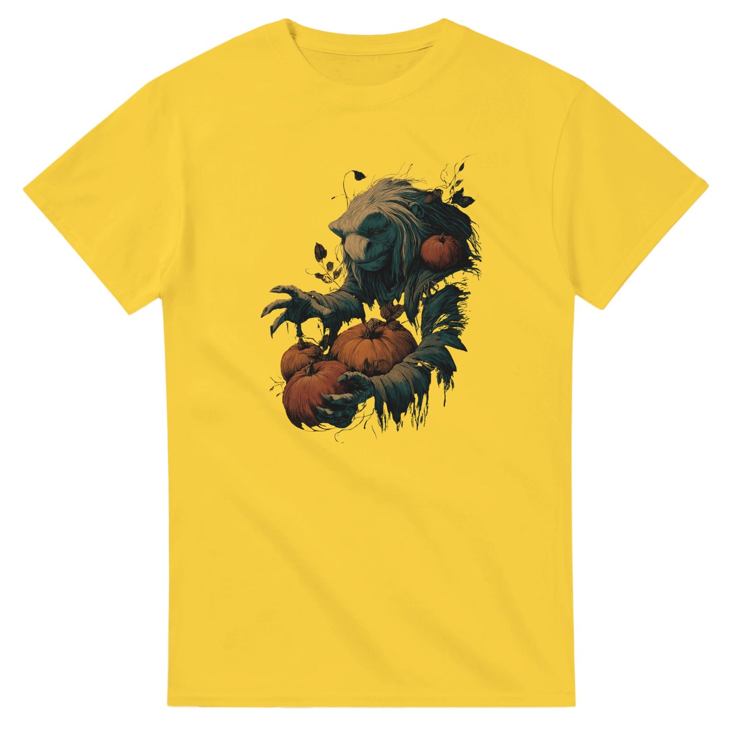 Forest Creature with Pumpkins on a Heavyweight T-shirt