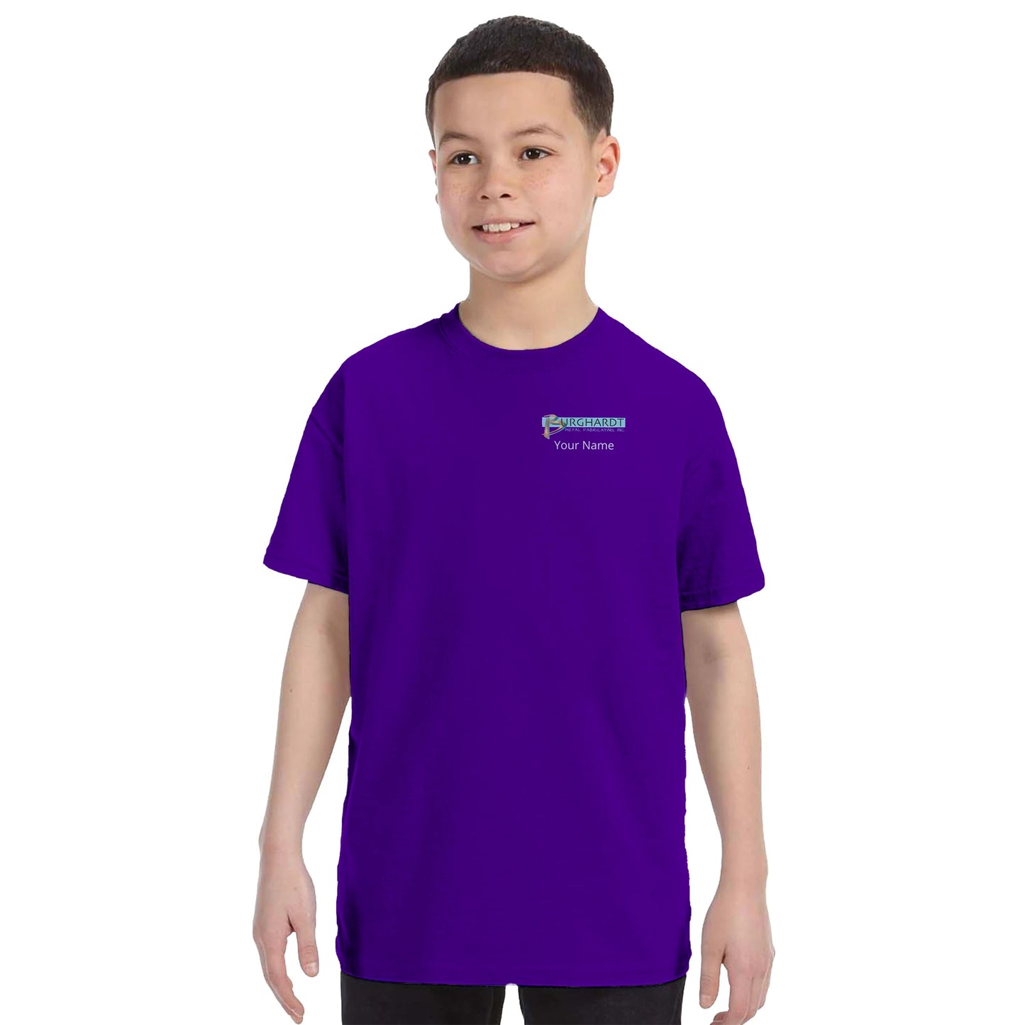 Burghardt Metal Fabricating, Inc., logo on a Kids Crewneck T-shirt