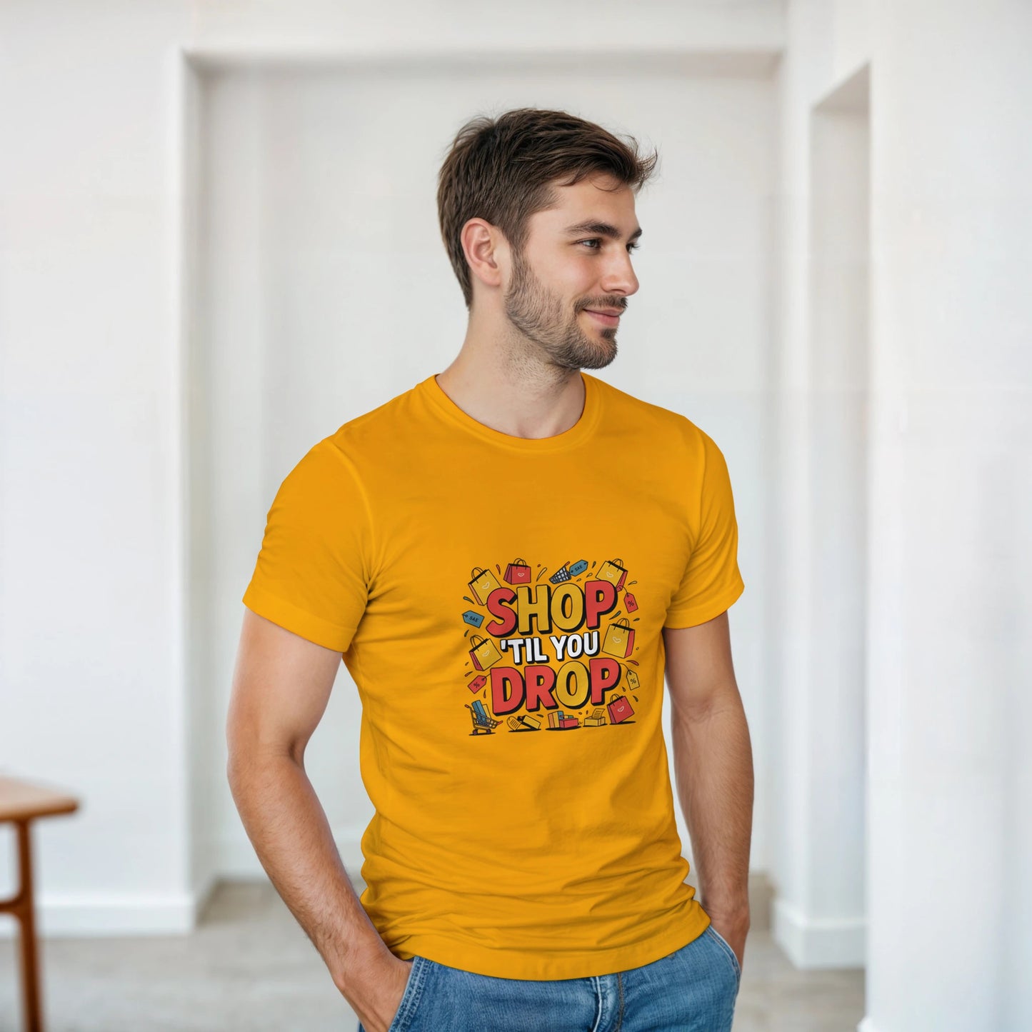 Shop ’Til You Drop heavyweight t-shirt mockup