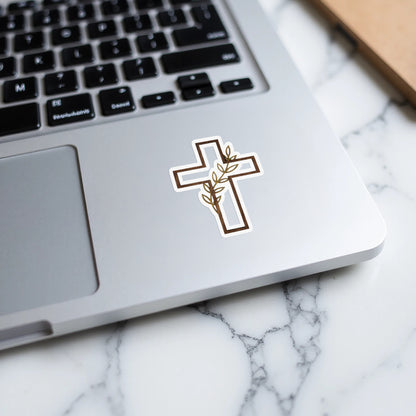 Elegant Cross Vine Branch Christian Religious Sticker product type