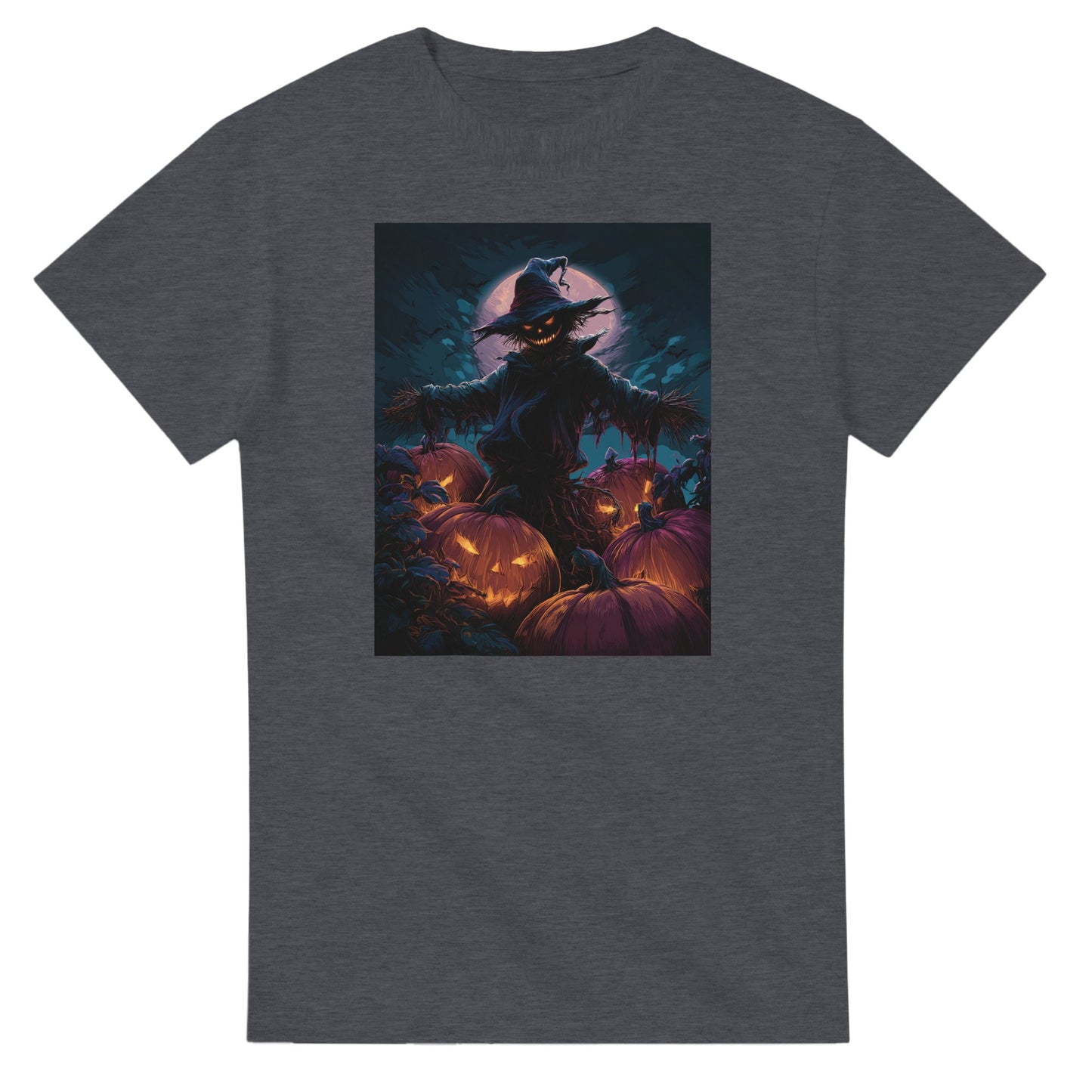 Jack-o'-Lanterns & Full Moon on a Heavyweight T-shirt