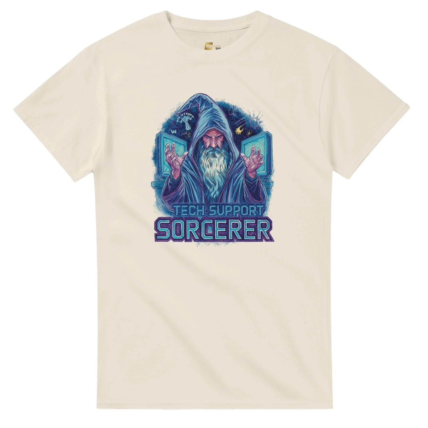 Tech Support Sorcerer graphic design on a Heavyweight T-shirt