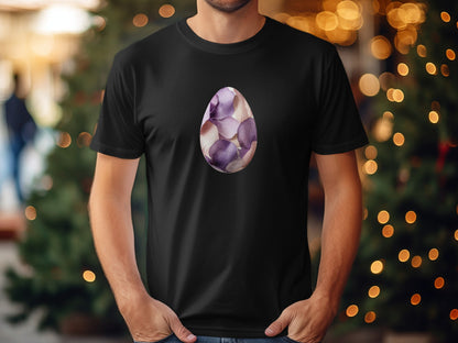 Unique Egg Pattern Design Printed on Black T-Shirt