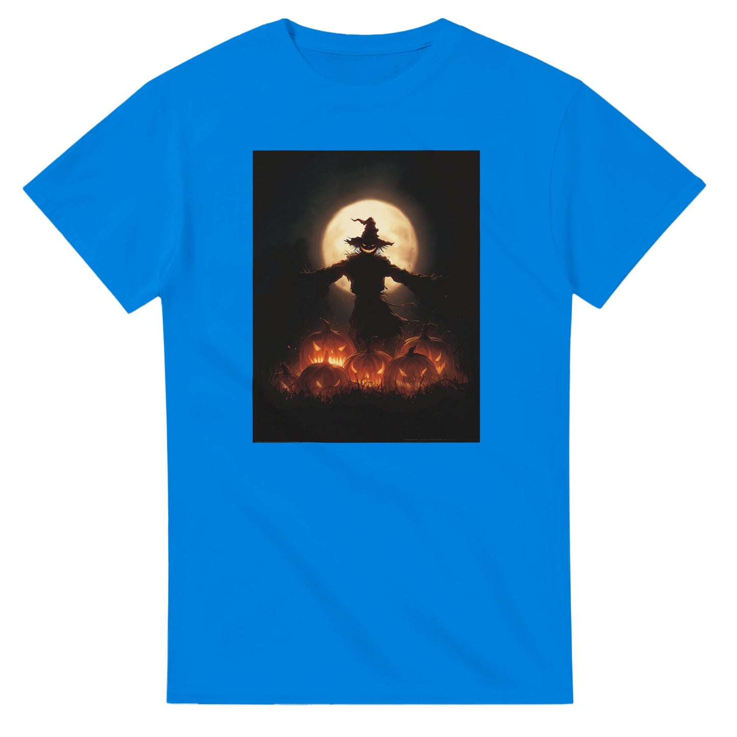 Spooky Scarecrow & Jack-O'-Lantern on a Heavyweight T-shirt