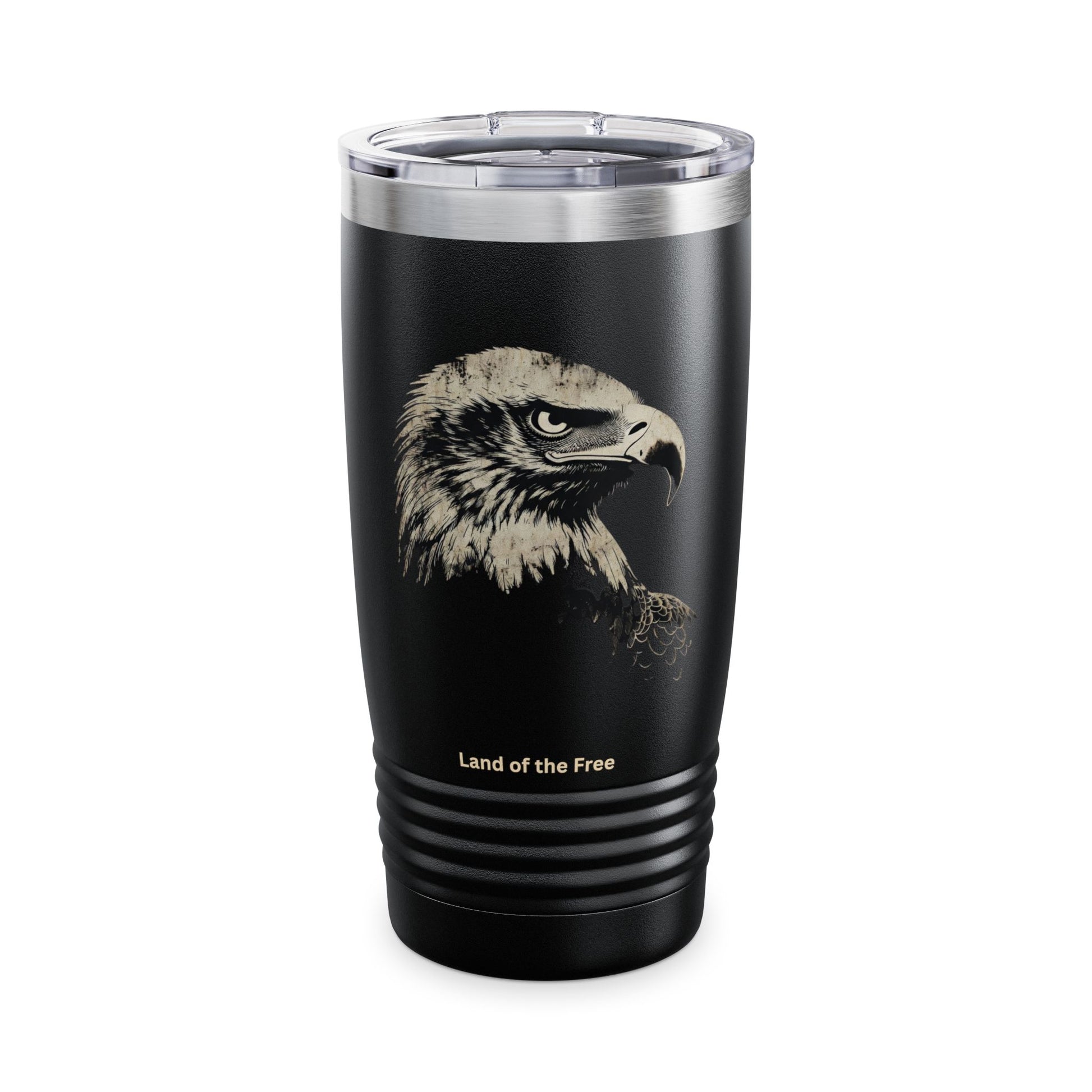 Land of the Free muted text at the bottom of a 20oz Insulated Tumbler