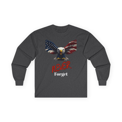 Never Forget Patriotic Eagle on a long sleeve tee