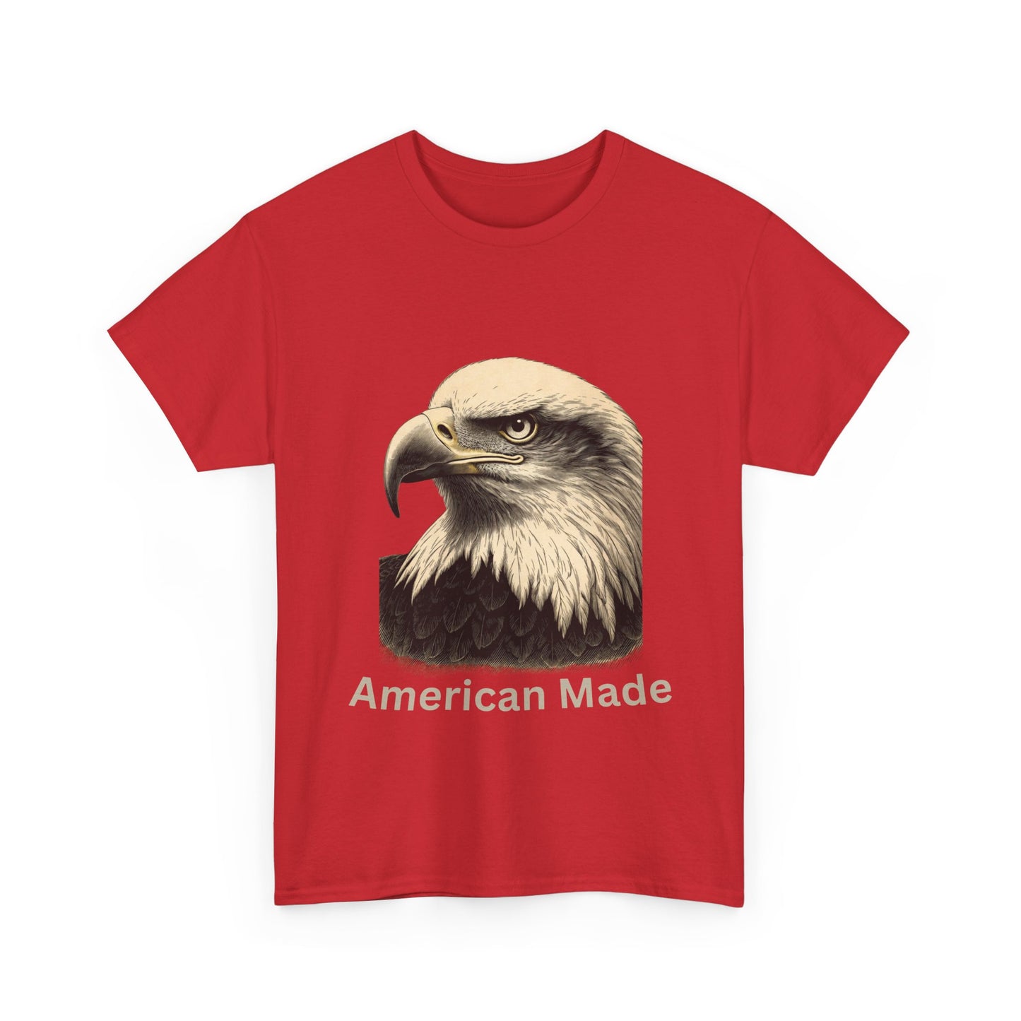Engraved Eagle - American Made - text on the bottom of a Heavyweight T-shirt