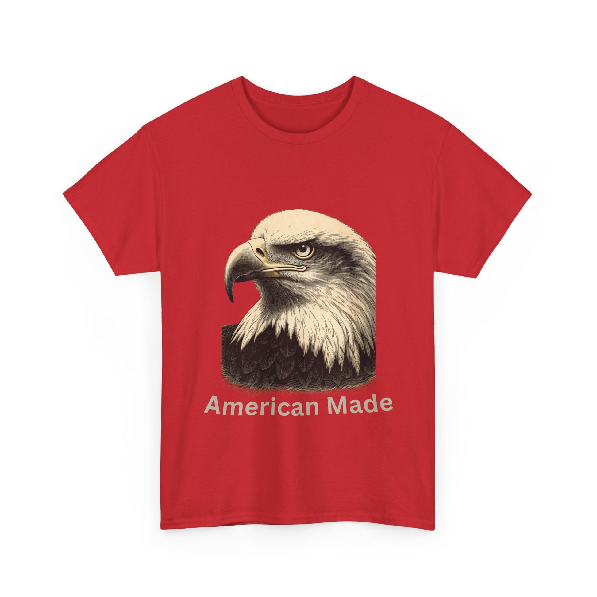 Engraved Eagle - American Made - text on the bottom of a Heavyweight T-shirt