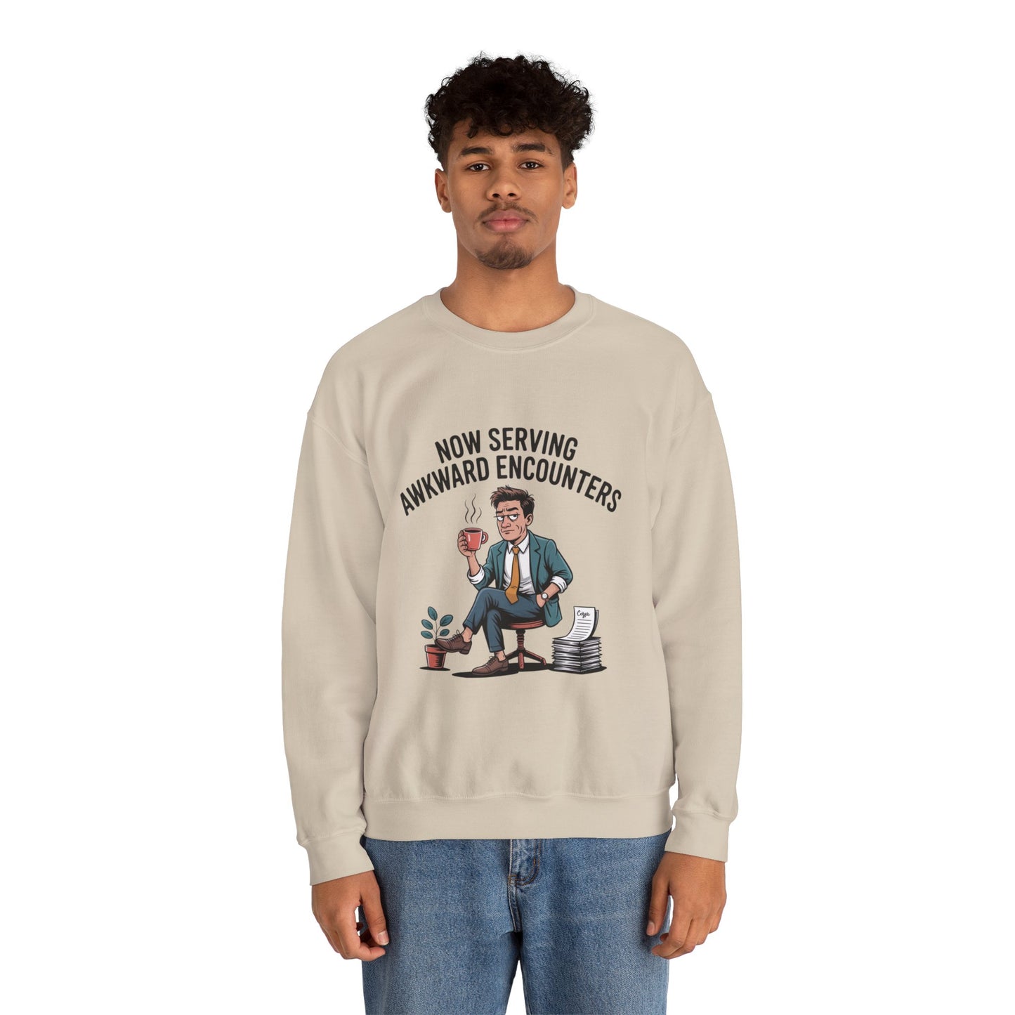 Now Serving Awkward Moments on a Crewneck Sweatshirt