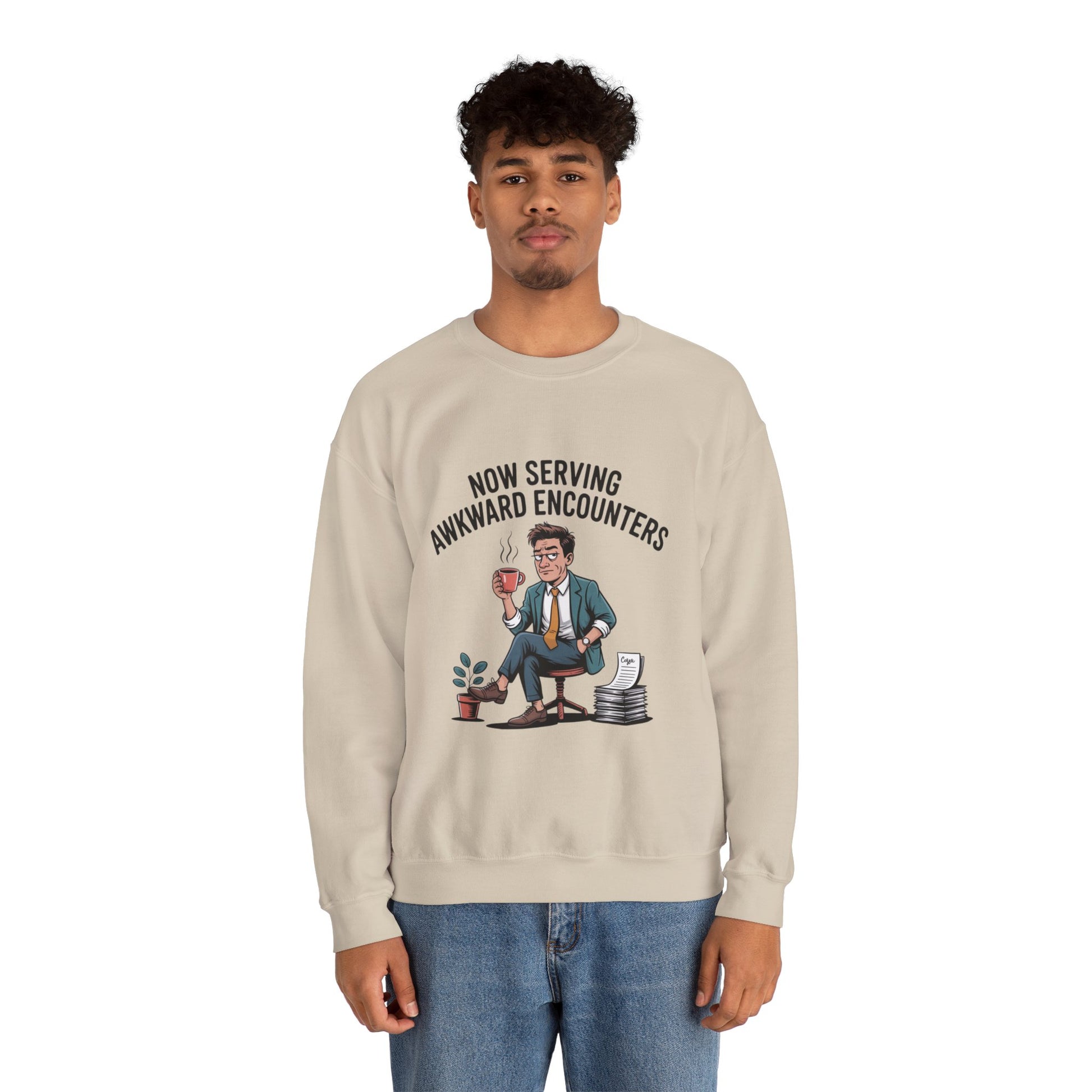 Now Serving Awkward Moments on a Crewneck Sweatshirt