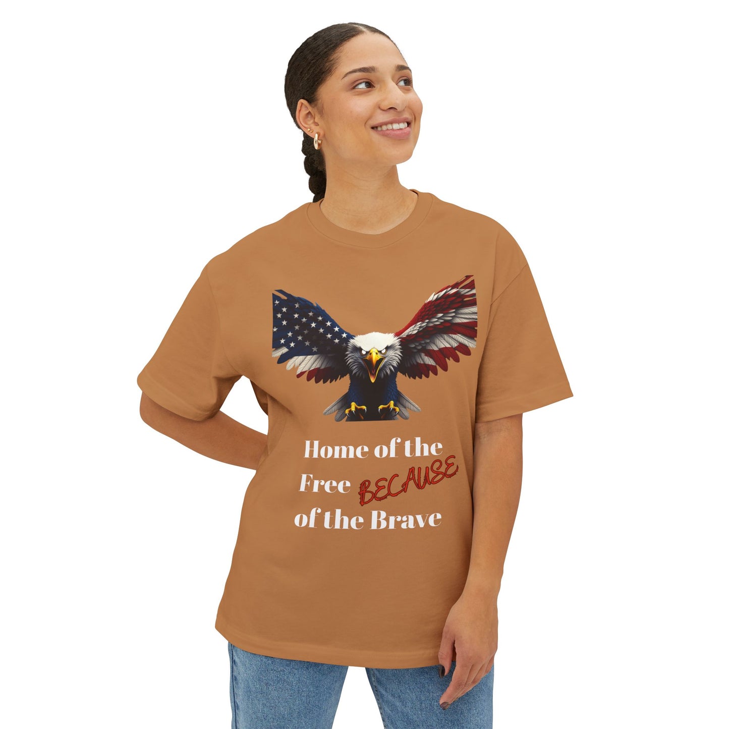 Home Of The Free Because Of The Brave Patriotic Eagle on a Premium Tee