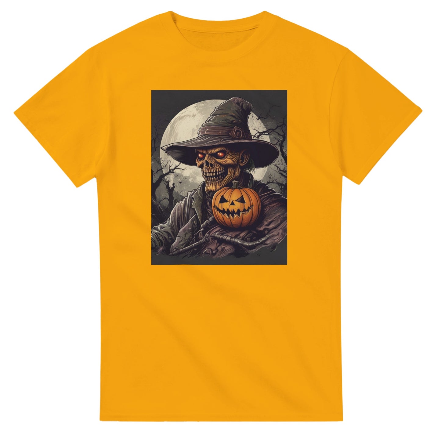 Pumpkin & Glowing Eyes on a Heavyweight T-shirt