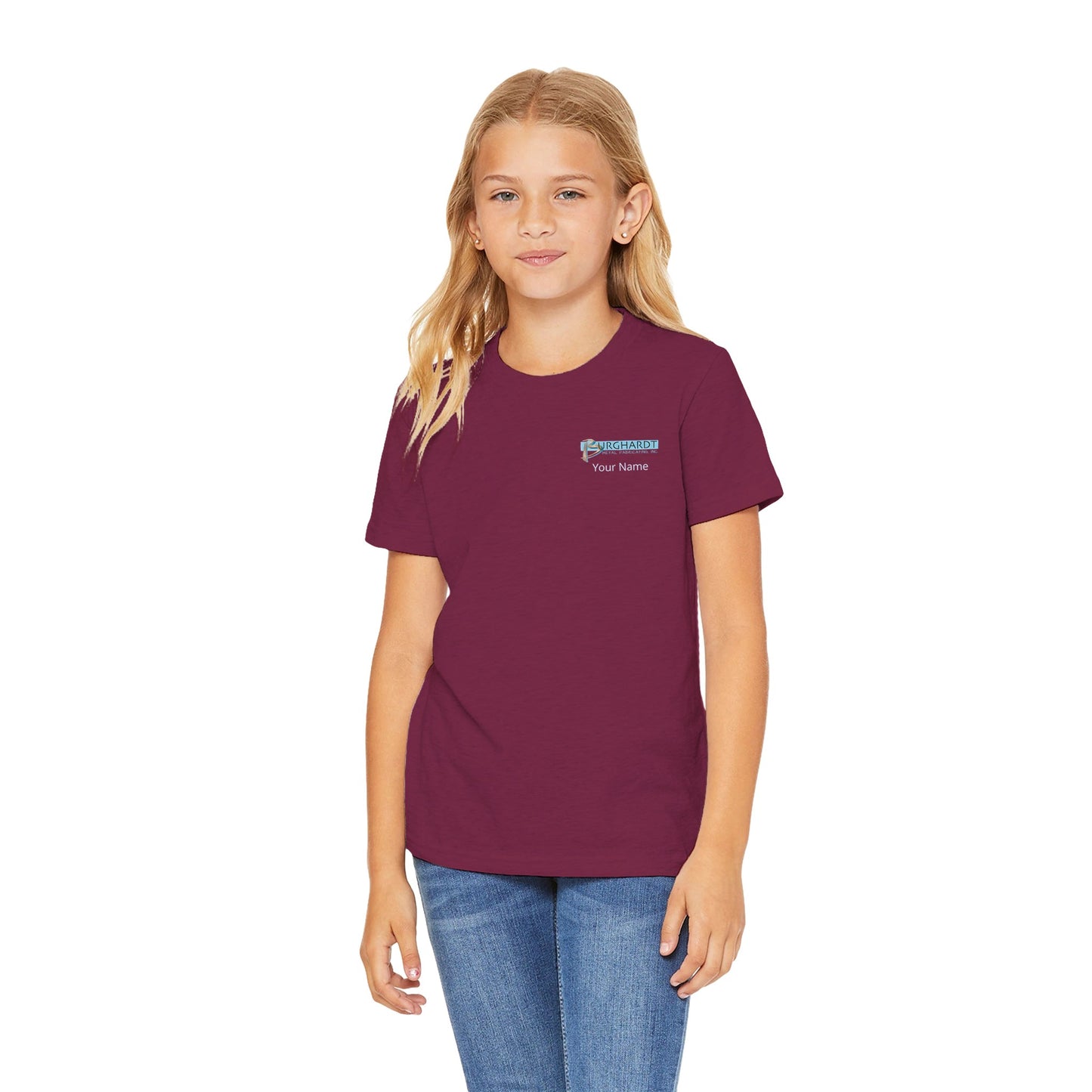 Burghardt Metal Fabricating, Inc., logo on a Premium Kids T-shirt