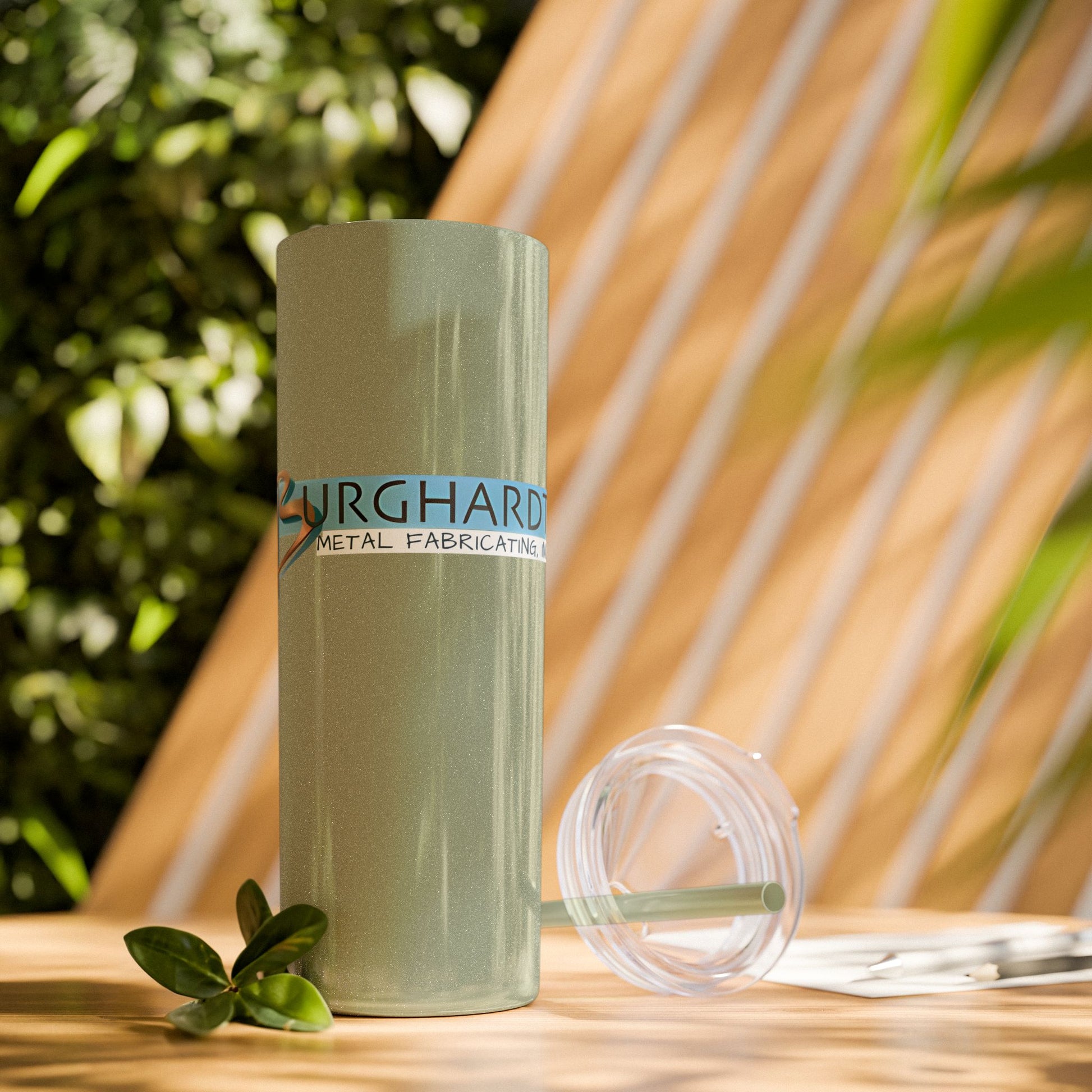 Burghardt Metal Fabricating, Inc., logo on a 20oz Skinny Tumbler