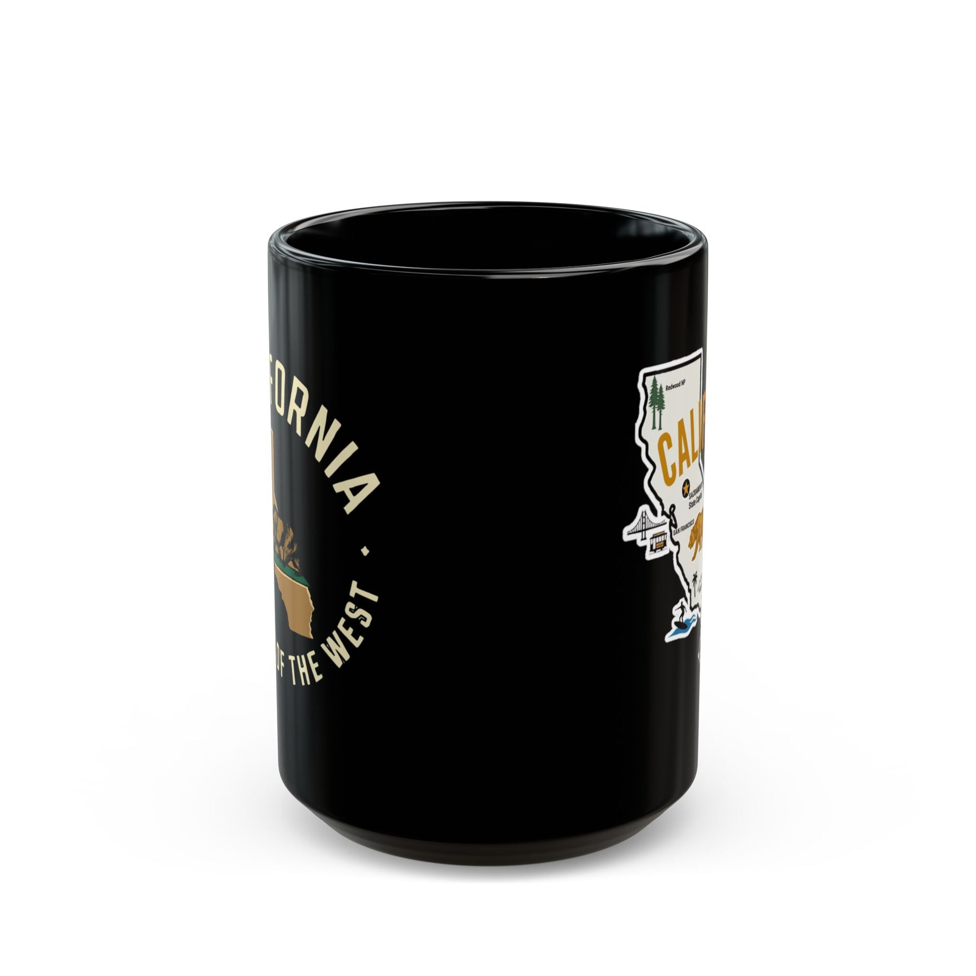 Black mug with "California State" text and logo.