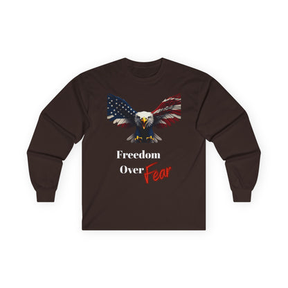Freedom Over Fear Patriotic Eagle on a long sleeve tee