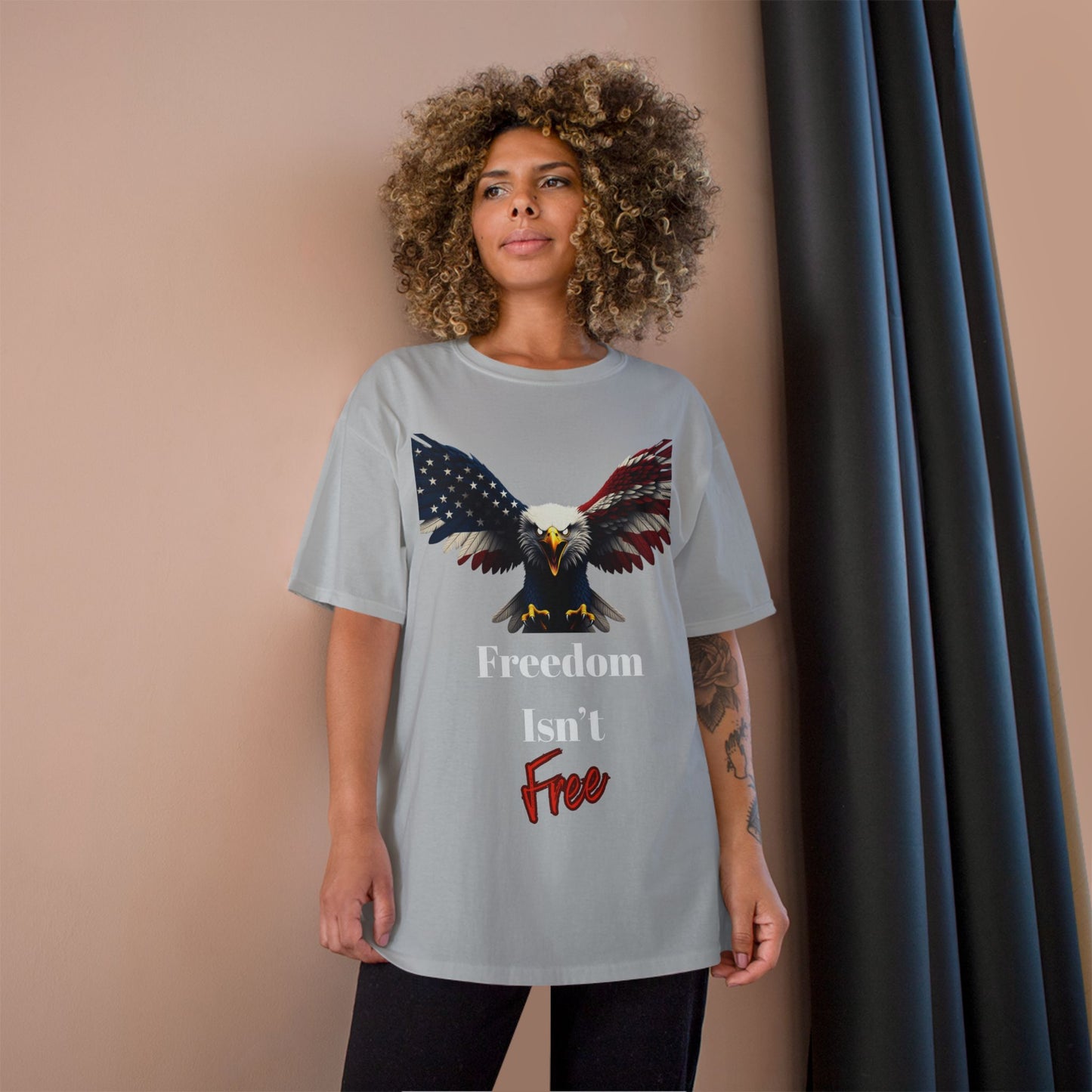 Freedom Isn't Free Patriotic Eagle on a Champion T-shirt