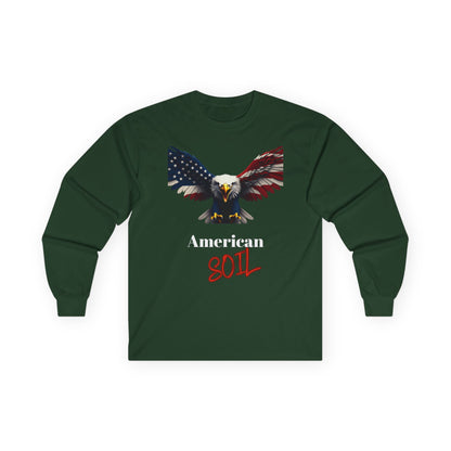 American Soil Patriotic Eagle on a long sleeve tee