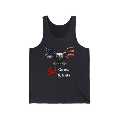 God Guns & Guts Patriotic Eagle on a Premium Tank Top