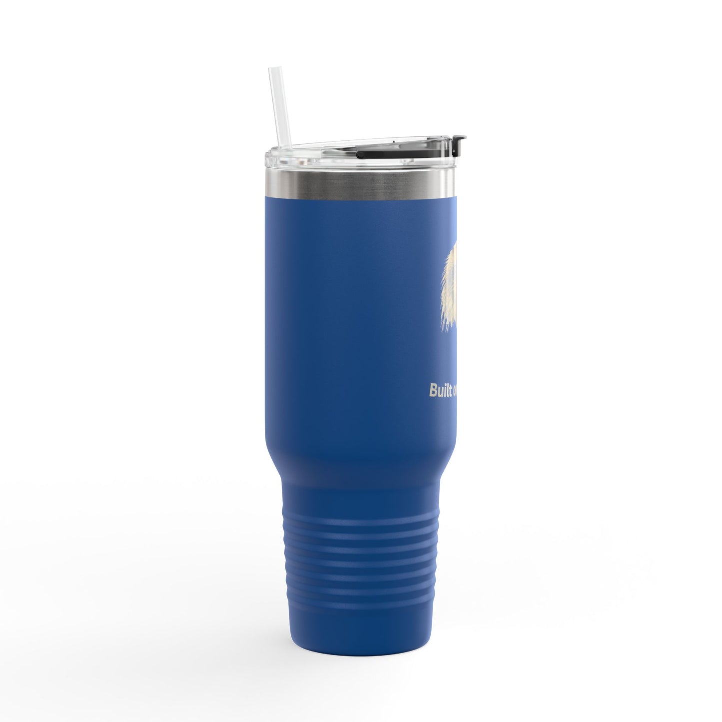Built of Freedom text on the bottom of a  40oz Insulated Travel Mug