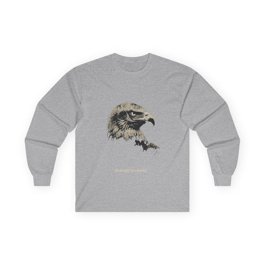 Strength in Liberty text on a Long-Sleeve Tee