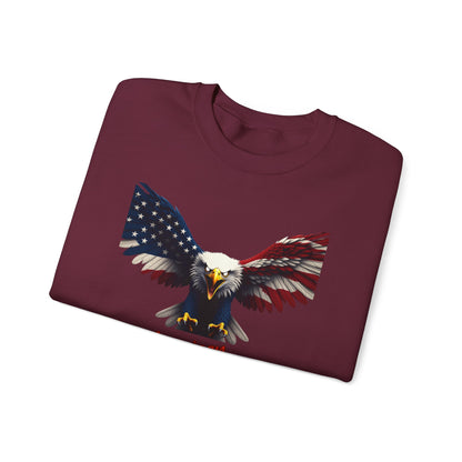 American By Birth Patriot By Choice Patriotic Eagle text on a Crewneck Sweatshirt