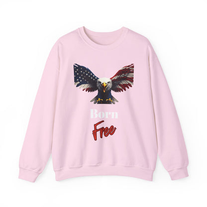 Born Free Patriotic Eagle text on a Crewneck Sweatshirt