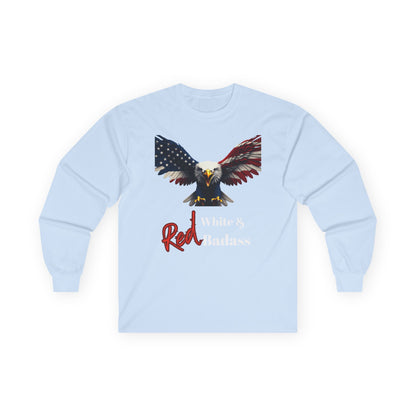 Red White & Badass Patriotic Eagle on a long sleeve tee