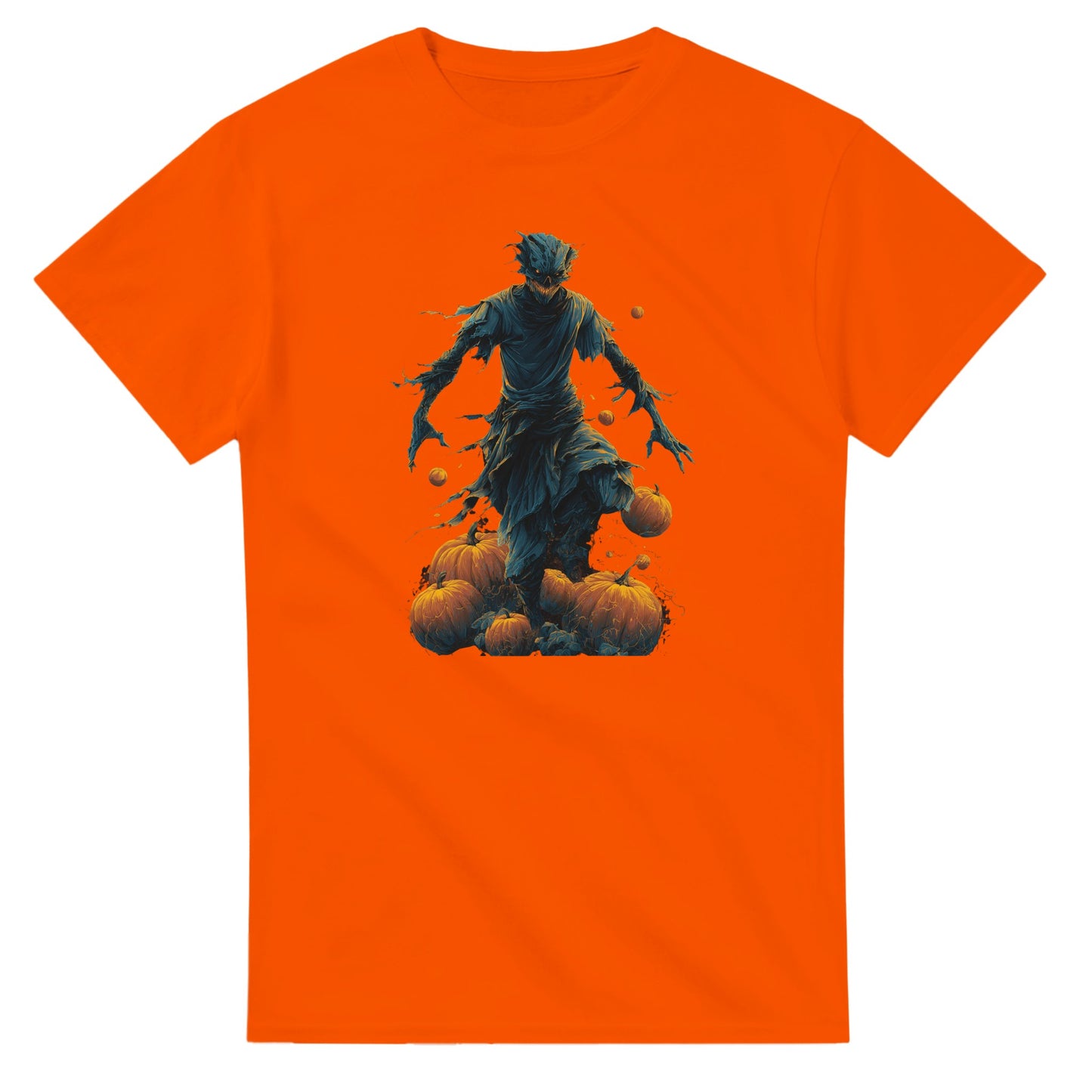 Haunting Harvest Scarecrow on a Heavyweight T-shirt