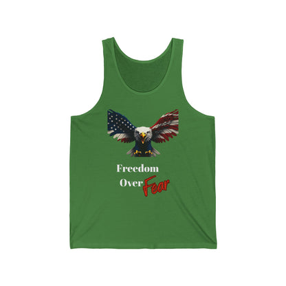 Freedom Over Fear Patriotic Eagle on a Premium Tank Top