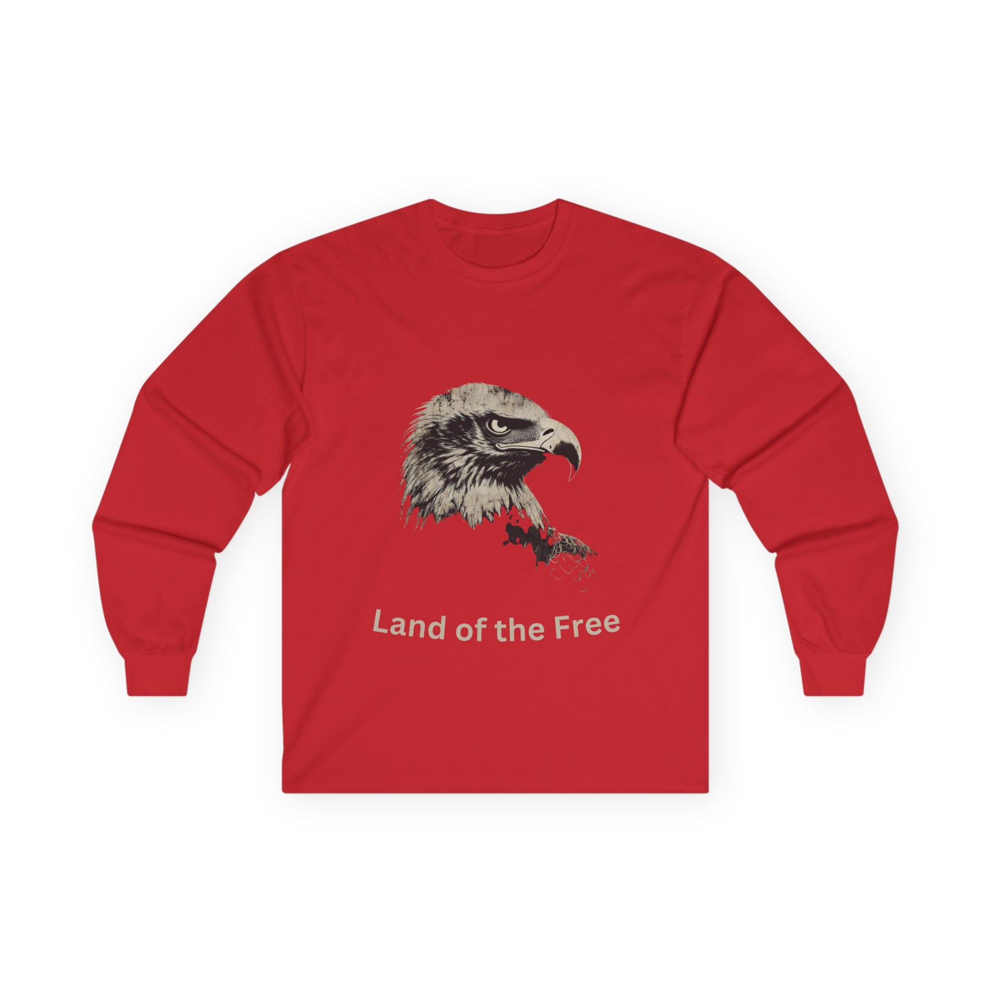Land of the Free text on a Long-Sleeve Tee