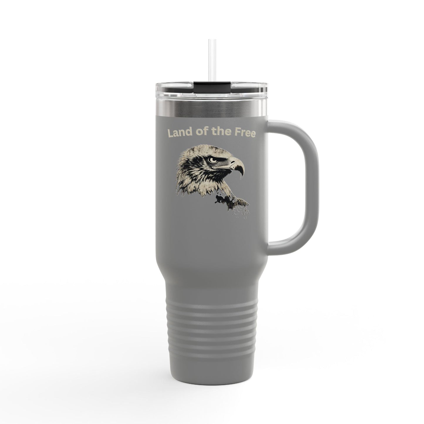 Home of the Brave text on the top of a  40oz Insulated Travel Mug