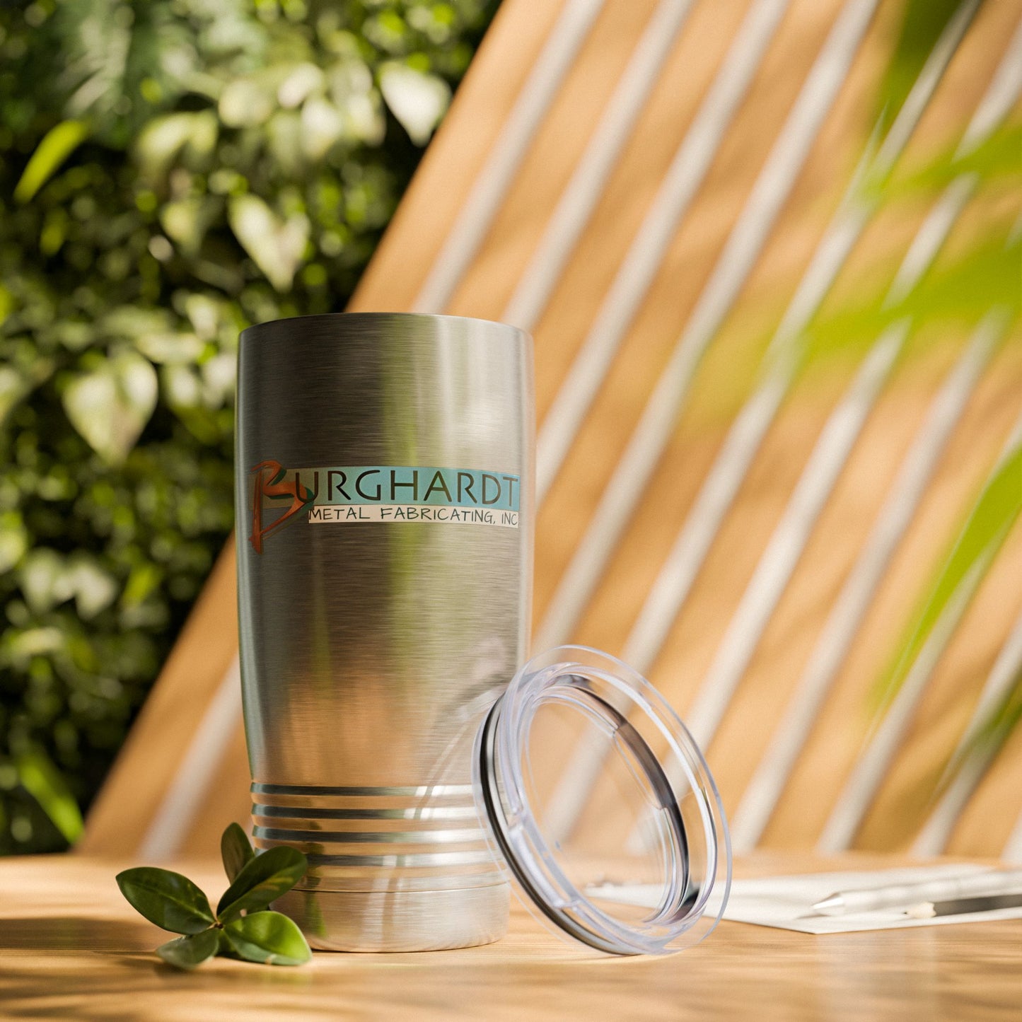 Burghardt Metal Fabricating, Inc., logo on a 20oz Ringneck Tumbler