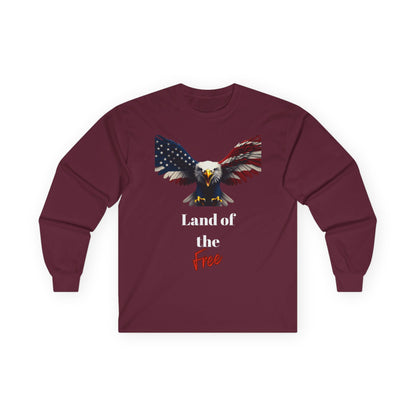 Land Of The Free Patriotic Eagle on a long sleeve tee