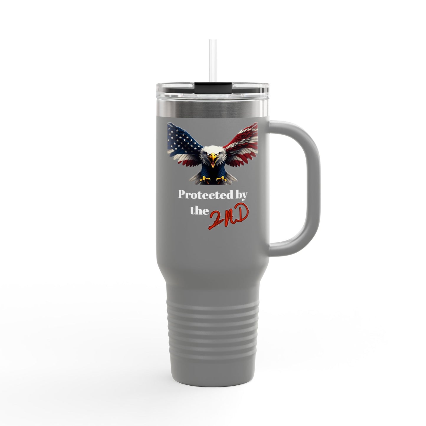 Protected By The 2nd Patriotic Eagle – 40oz Insulated Travel Mug