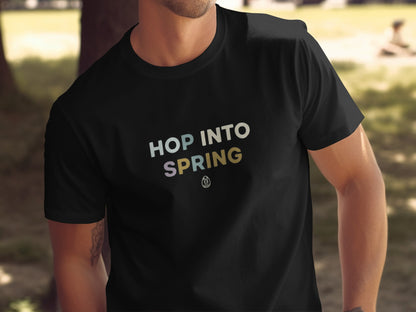 Black HOP INTO SPRING Bunny Logo T-Shirt product type