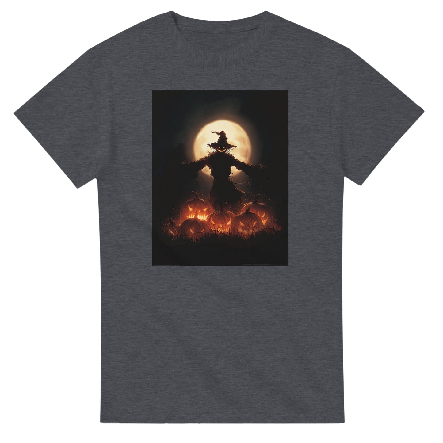 Spooky Scarecrow & Jack-O'-Lantern on a Heavyweight T-shirt