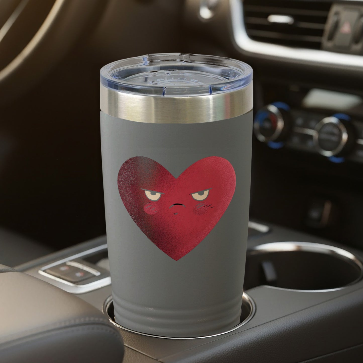 Grumpy Red Heart Graphic Travel Mug for Coffee