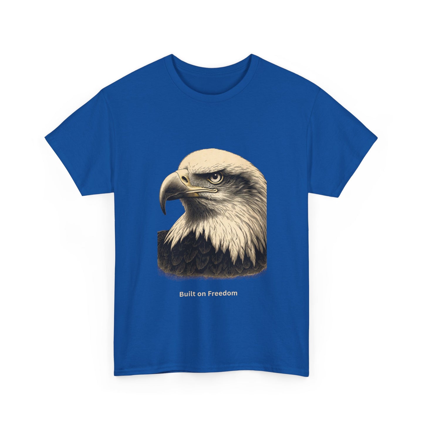 Engraved Eagle - Built for Strength - muted text on the bottom of a Heavyweight T-shirt