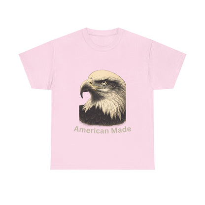 Engraved Eagle - American Made - text on the bottom of a Heavyweight T-shirt