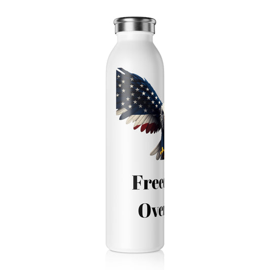 Freedom Over Fear Patriotic Eagle on a 20oz Stainless Steel Water Bottle