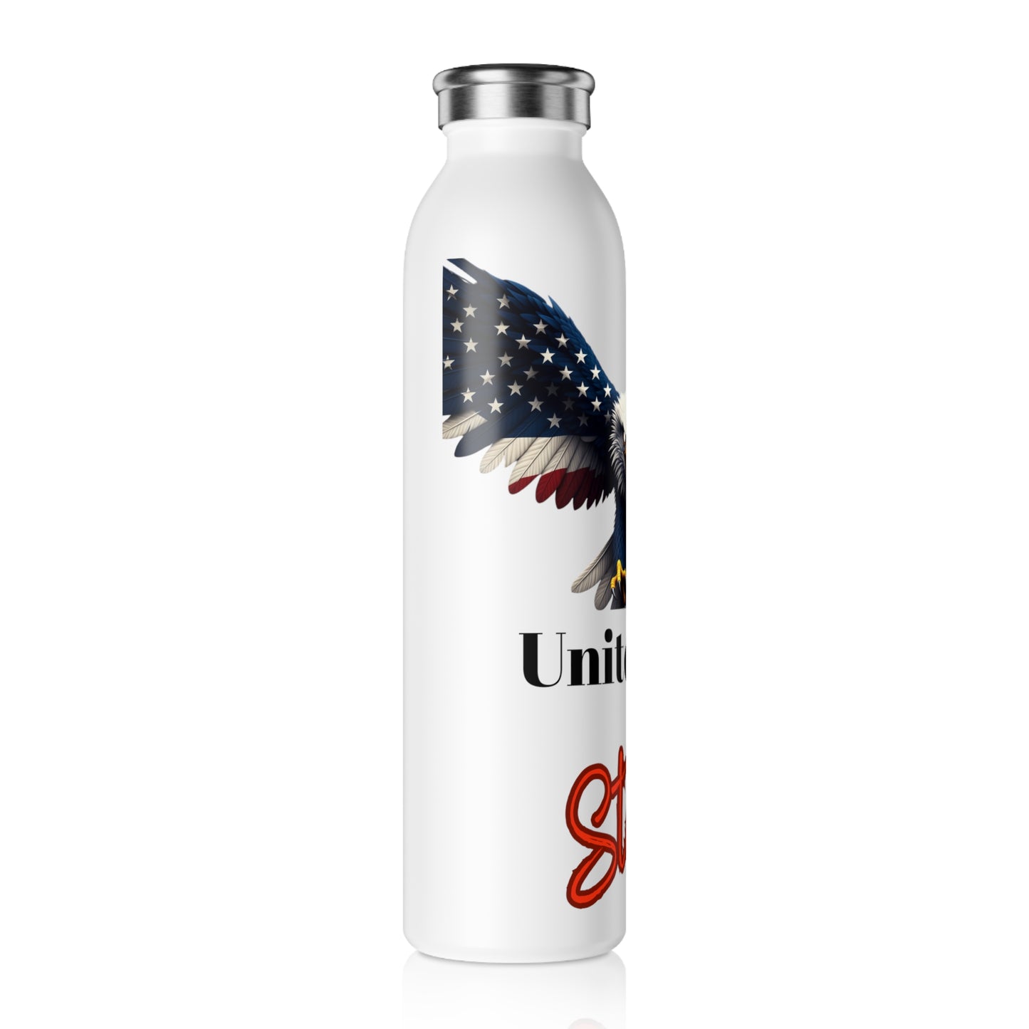 United We Stand Patriotic Eagle on a 20oz Stainless Steel Water Bottle