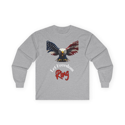 Let Freedom Ring Patriotic Eagle on a long sleeve tee