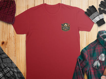 Red t-shirt with "1776-2026 250 YEARS" eagle emblem.