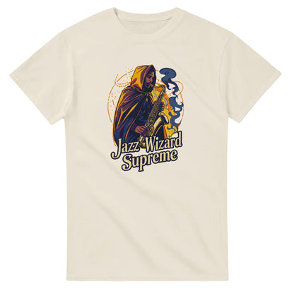 Jazz Wizard Supreme graphic design on a Heavyweight T-shirt