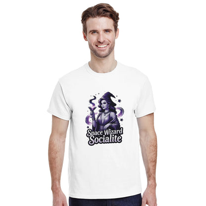 Space Wizard Socialite graphic design on a Heavyweight T-shirt