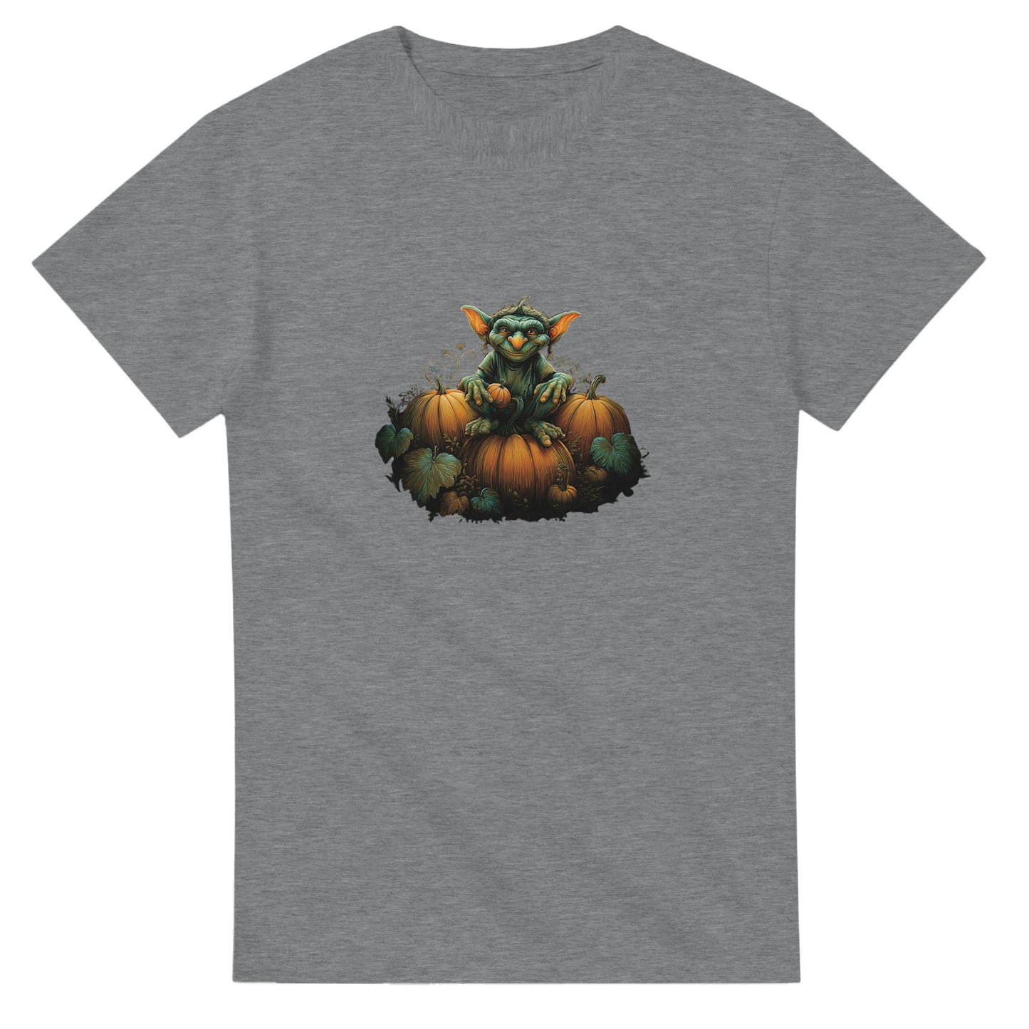 Autumn Goblin & Pumpkins on a Heavyweight T-shirt
