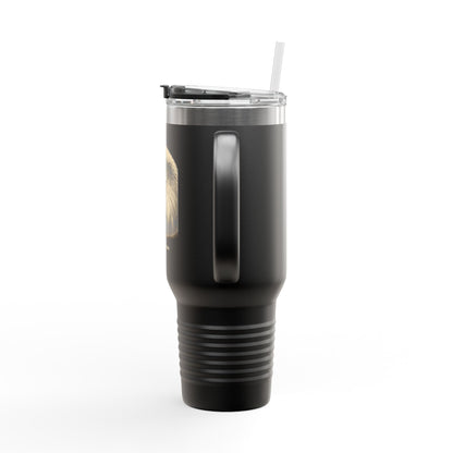 Home of the Brave text on the muted of a  40oz Insulated Travel Mug