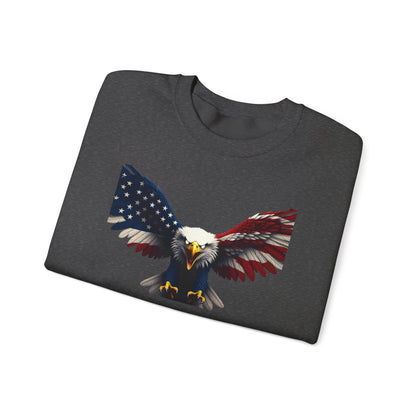 Land Of The Free Patriotic Eagle text on a Crewneck Sweatshirt